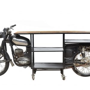 Theke aus altem Motorrad mit Regal Industrial Look