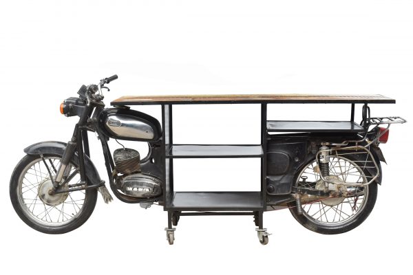 Theke aus altem Motorrad mit Regal Industrial Look