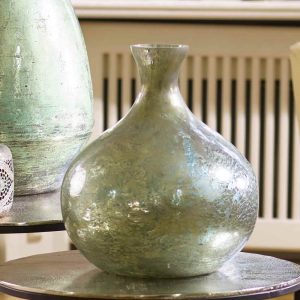 Glas Vase bauchig, H30cm grün