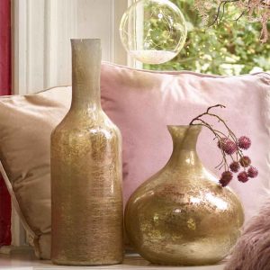Glas Vase bauchig, H30cm braun