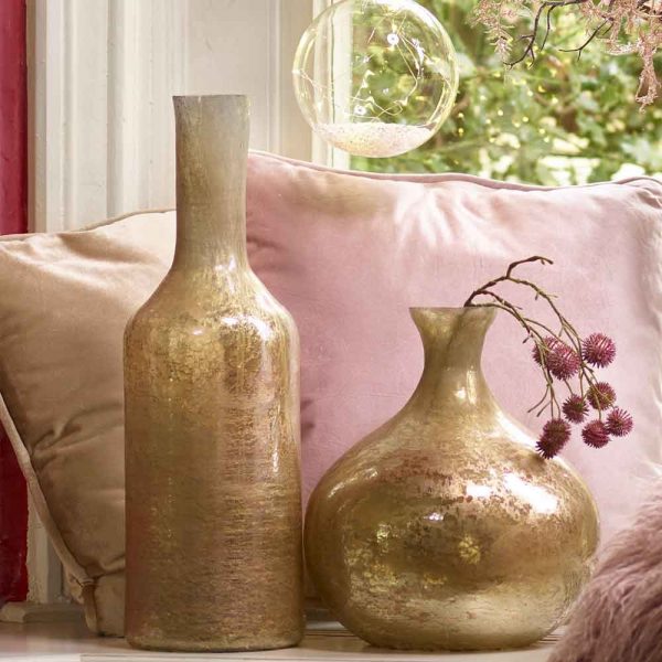 Glas Vase bauchig, H30cm braun