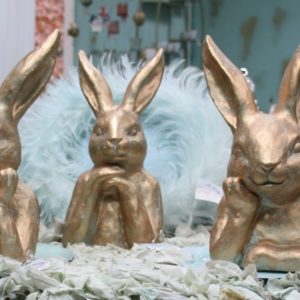 Poly Hasenkopf „Nachdenker“ Gold, Poly Hase