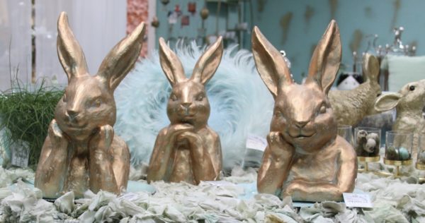 Poly Hasenkopf „Nachdenker“ Gold, Poly Hase