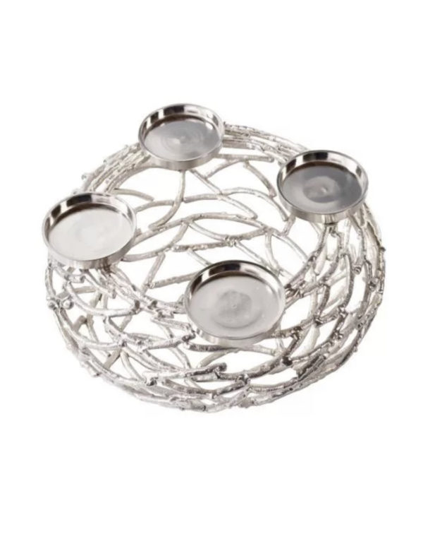 Edler Adventskranz,Weihnachtskranz Alu , Silber