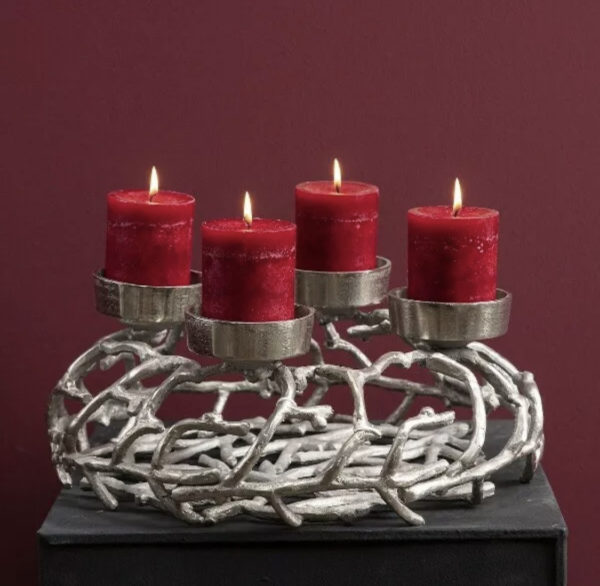 Edler Adventskranz Ast Alu silber, groß
