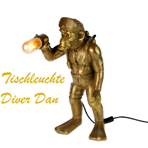 Tischleuchte Diver Dan, gold von Werner Voss