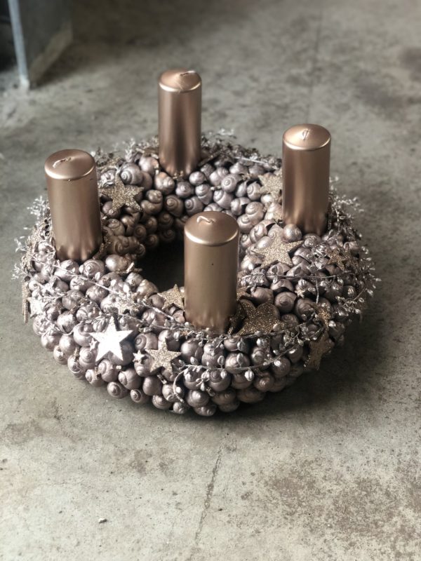 Edler Adventskranz in Maritim Look , Champagner,Kupfer