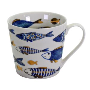 Becher „Blue Fish“ Goldauflage, New Bone 400 ml