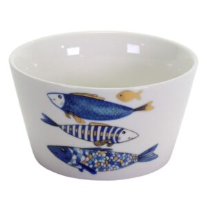Geschirr Schale „Blue Fish“ in weiß blau gold