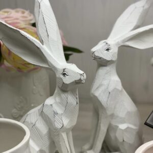 Hasenpaar sitzend weiß 30cm