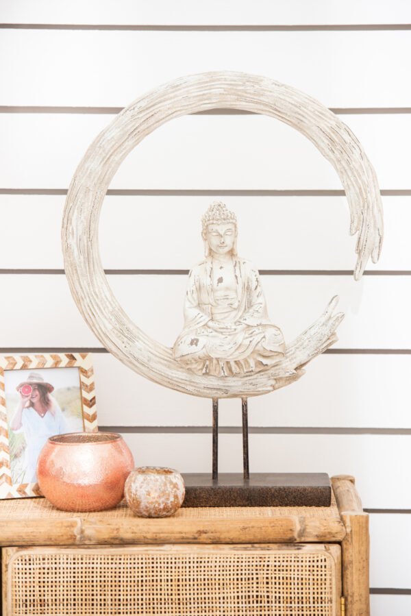 Buddha Kreis Auf Fuß Poly Beige