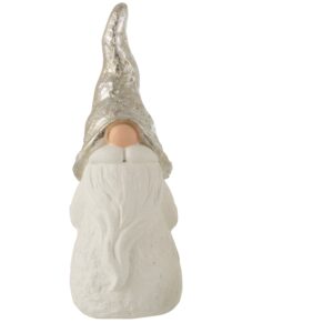 Weihnachtsmann Keramik lang Weiß/Silber